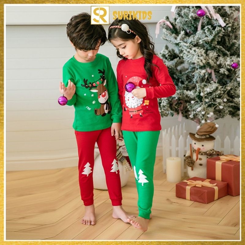 Bộ Noel Cho Bé 0-5 Tuổi Dài Tay Thun Cotton In Hình Giáng Sinh Mẫu Mới 2021, SR05BD, SURIKIDS21