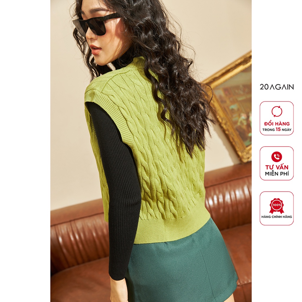 Áo len gile nữ vặn thừng  20AGAIN, phong cách Hàn Quốc trẻ trung, len lông thỏ co giãn, mềm mịn ALA0058 | BigBuy360 - bigbuy360.vn