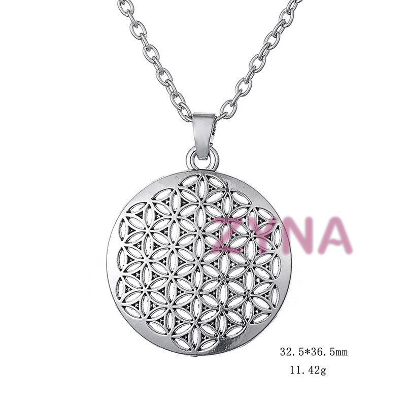 Ready Stock Women Silver Plated Flower of Life Pendant Necklace Geometry Jewelry Gifts &VN