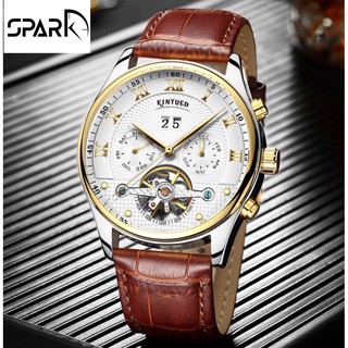 Đồng hồ nam Kinyued máy cơ Dây da lịch ngày doanh nhân + Tặng hộp đồng hồ
