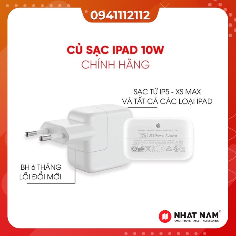 Củ sạc nhanh iphone, ipad 10w hàng zin, hình thức đẹp, cam kết chính hãng - Tặng cáp sạc