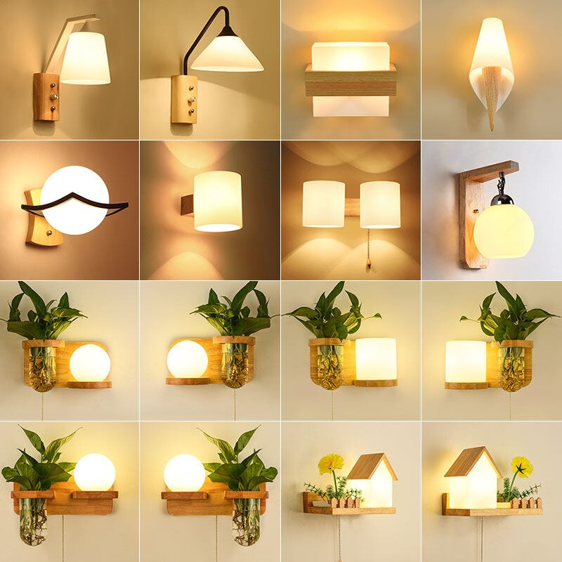 Đèn LED Gắn Tường Bằng Gỗ Trơn Kiểu Bắc Âu Hiện Đại Sáng Tạo