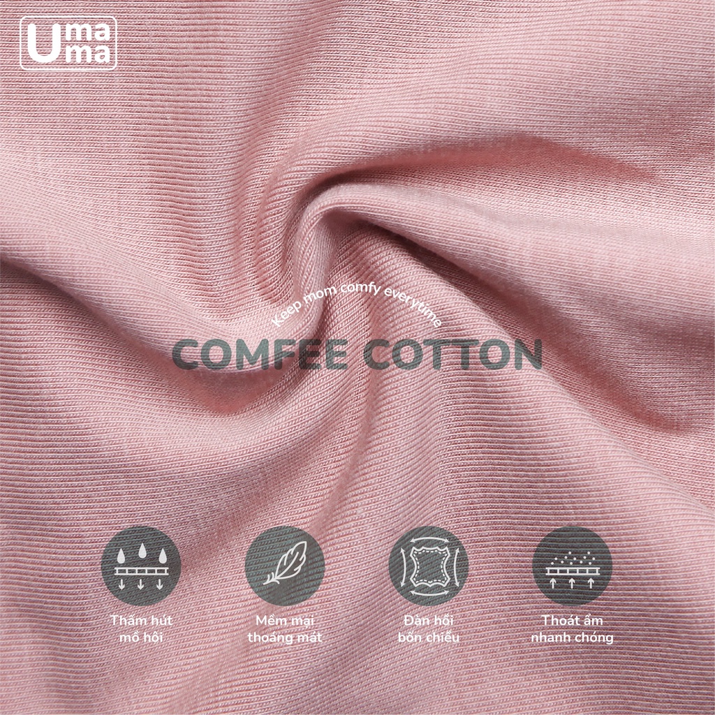 Bộ quần áo mẹ bầu sau sinh cho con bú mặc nhà Ualarogo dài tay cotton cổ sam 2 túi mềm thấm hút thoáng mát