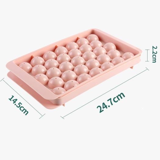 Khay Đá Tròn 33 Ô Kèm Nắp Đậy