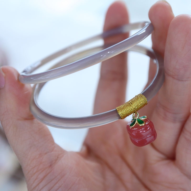 [Hàng Mới Về] Mặt Trang Sức Nhẫn Màu Xám Đá Canxedony