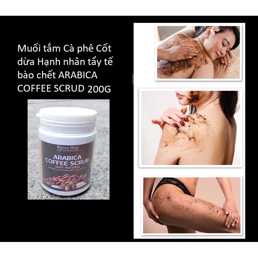 Muối tắm Cà phê dừa Hạnh nhân tẩy tế bào chết ARIBICA 200G dành cho NAM VÀ NỮ
