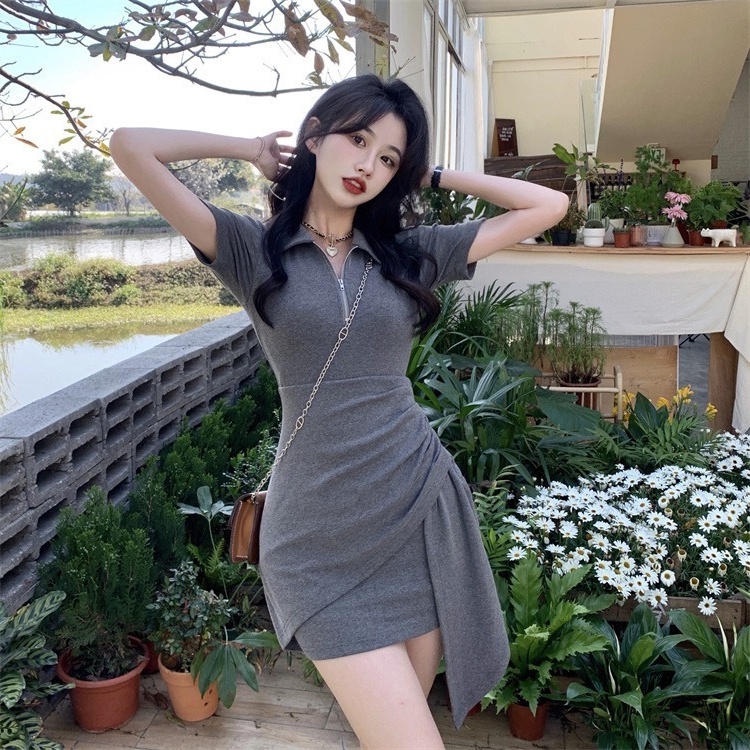 Đầm PERTY ôm dáng vừa vặn cổ polo phong cách Hàn Quốc thời trang mùa hè dành cho nữ
