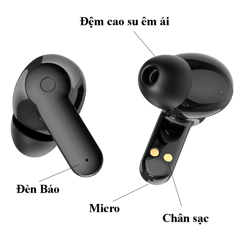 Tai Nghe Bluetooth Không Dây True Wireless PKCB266 Nhét Tai, Cảm Ứng Vân Tay Đệm cao su - Hàng Chính Hãng