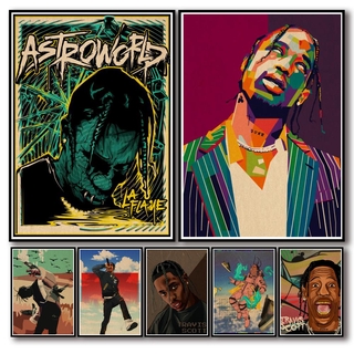 Tranh Treo Tường 36 Thiết Kế Rapper Travis Scott Kraftpaper Trừu Tượng Vui Nhộn Trang Trí Quán Cà Phê / Bar