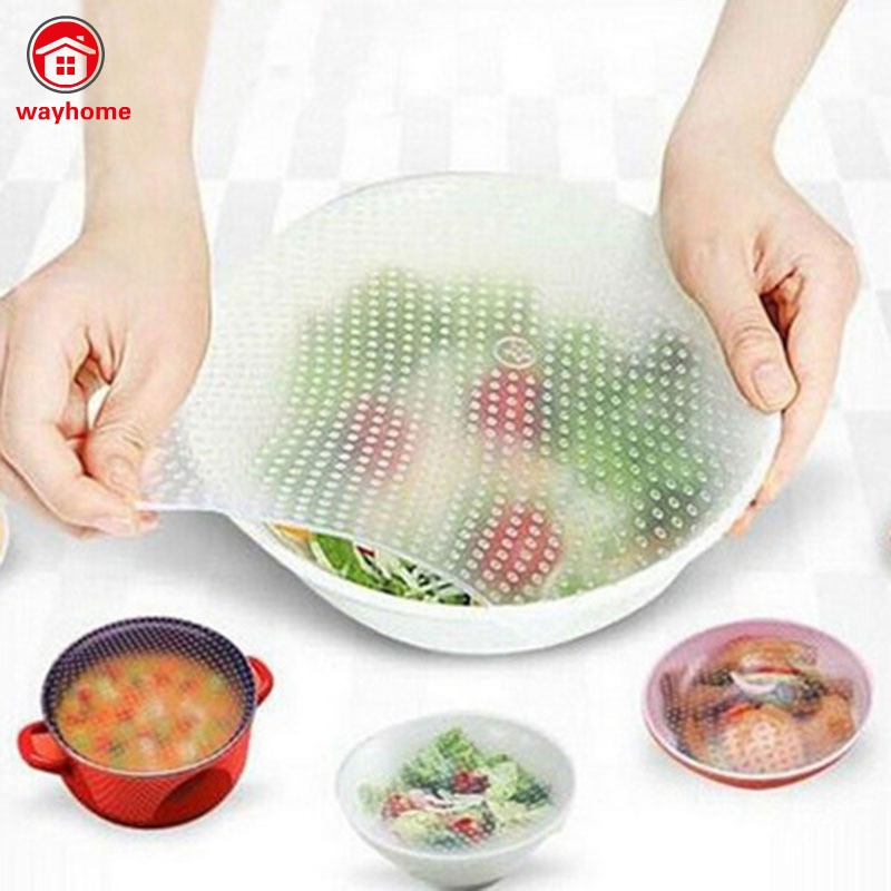 Set 4 Miếng Silicon Đậy Tô Chén Bảo Quản Thực Phẩm Đa Năng