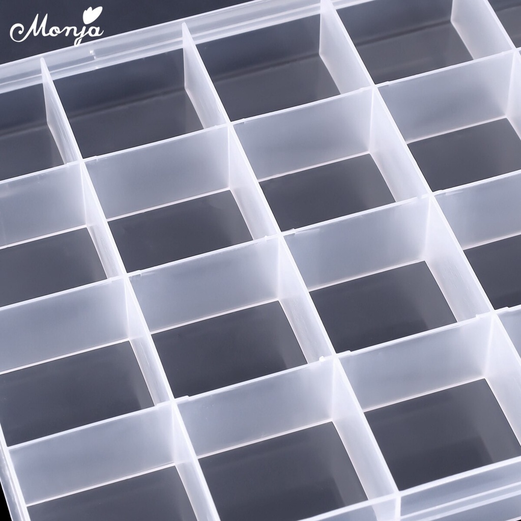 [Hàng mới về] Hộp Nhựa Monja Trong Suốt 24 Ngăn Đựng Hạt Đá Trang Trí Móng Tay