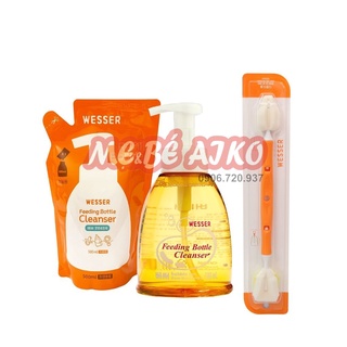 [Combo wesser Tiết Kiệm] Bộ Nước rửa bình sữa + Dụng cụ vệ sinh bình sữa đa năng Wesser (Nhập khẩu Hàn Quốc)