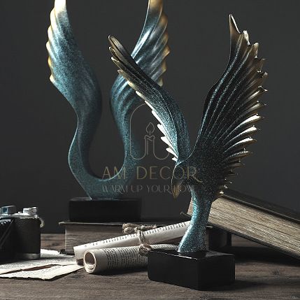 Tượng Đôi cánh chim sáng tạo châu Âu decor trang trí phòng khách, quà tặng tân gia, khai trương sang trọng - AM Decor