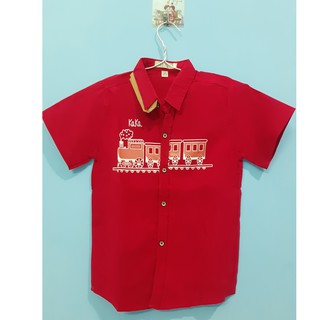 Áo sơ mi bé trai co giãn hình đoàn tàu (8 - 32kg)