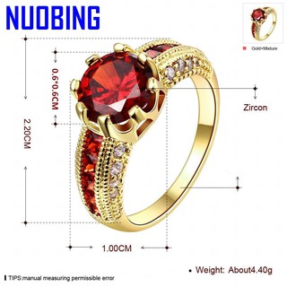 Nhẫn Đính Đá Ruby Màu Vàng Hồng Thời Trang Cho Nữ