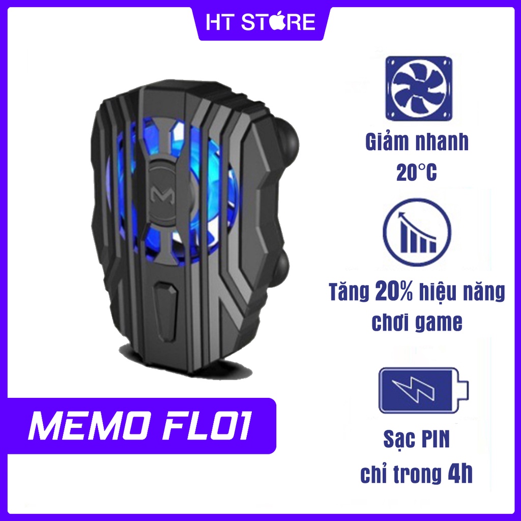 Quạt tản nhiệt điện thoại MEMO DL05, DL01, FL01 - Siêu lạnh, Đèn LED RGB, Kẹp thu vào 2 chiều