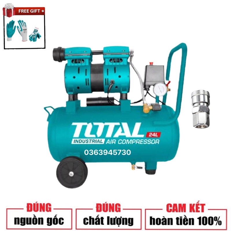 TOTAL Máy nén khí không dầu 24L 0.8HP , 1,5HP , TCS1075248T , TCS11102