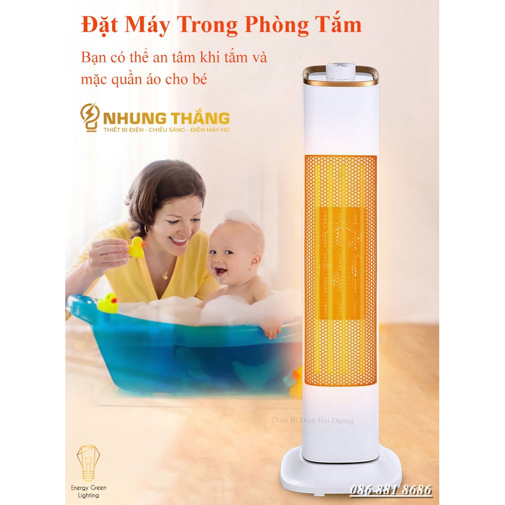 Máy Sưởi Cây HHN2202 Quạt Sưởi Để Sàn - Công Nghệ Sưởi Gốm PTC - Làm Nóng Nhanh - Hẹn Giờ Tắt -Chế Độ Quay Tỏa Nhiệt Đều