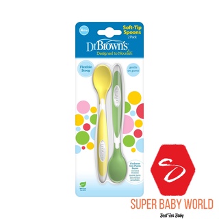 Bộ 2 thìa nhựa ăn dặm đầu mềm Dr Brown's