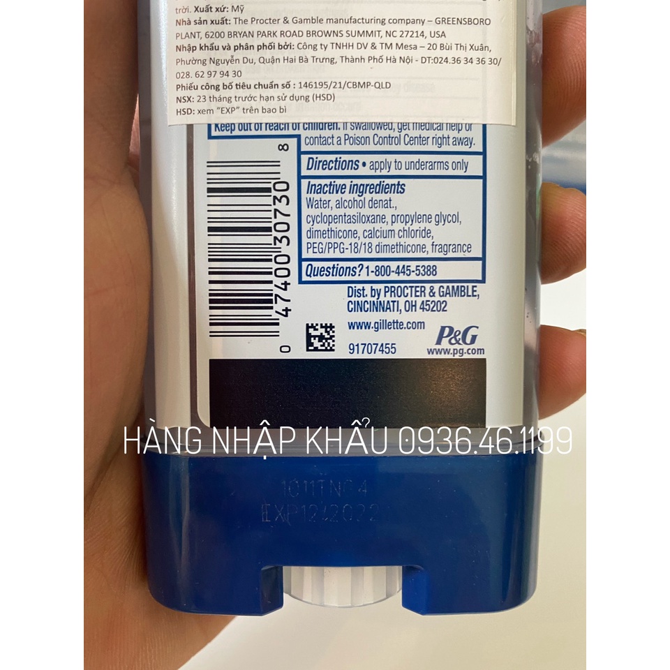 [Mẫu Mới nhất] [Chính hãng] Gel Lăn khử mùi 72giờ siêu thơm nam Gillette Clear Mỹ-107gam