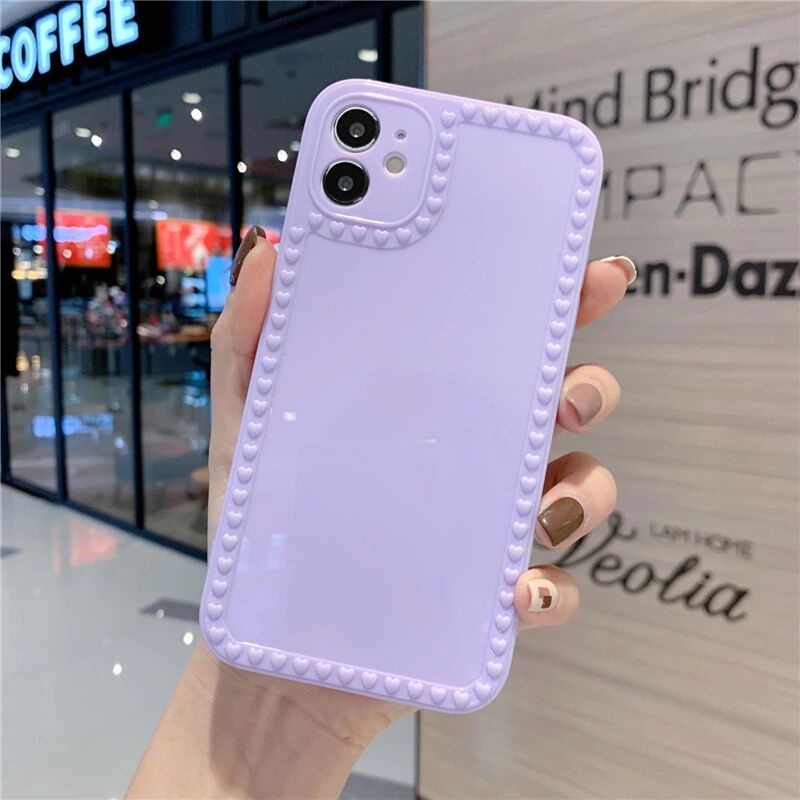 Ốp Điện Thoại Ren Khung Ảnh Hình Trái Tim Màu Hồng Xám Dễ Thương Cho Samsung A32 4G A52 5G A20S A70 S