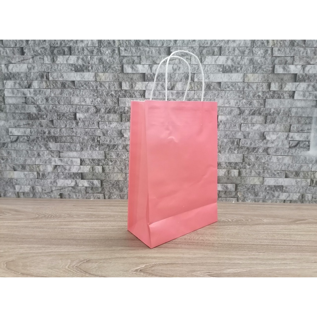 [10 Cái] Túi giấy kraft nhiều màu, túi giấy màu hồng, túi giấy màu vàng, túi giấy màu đỏ (21x30x10)cm