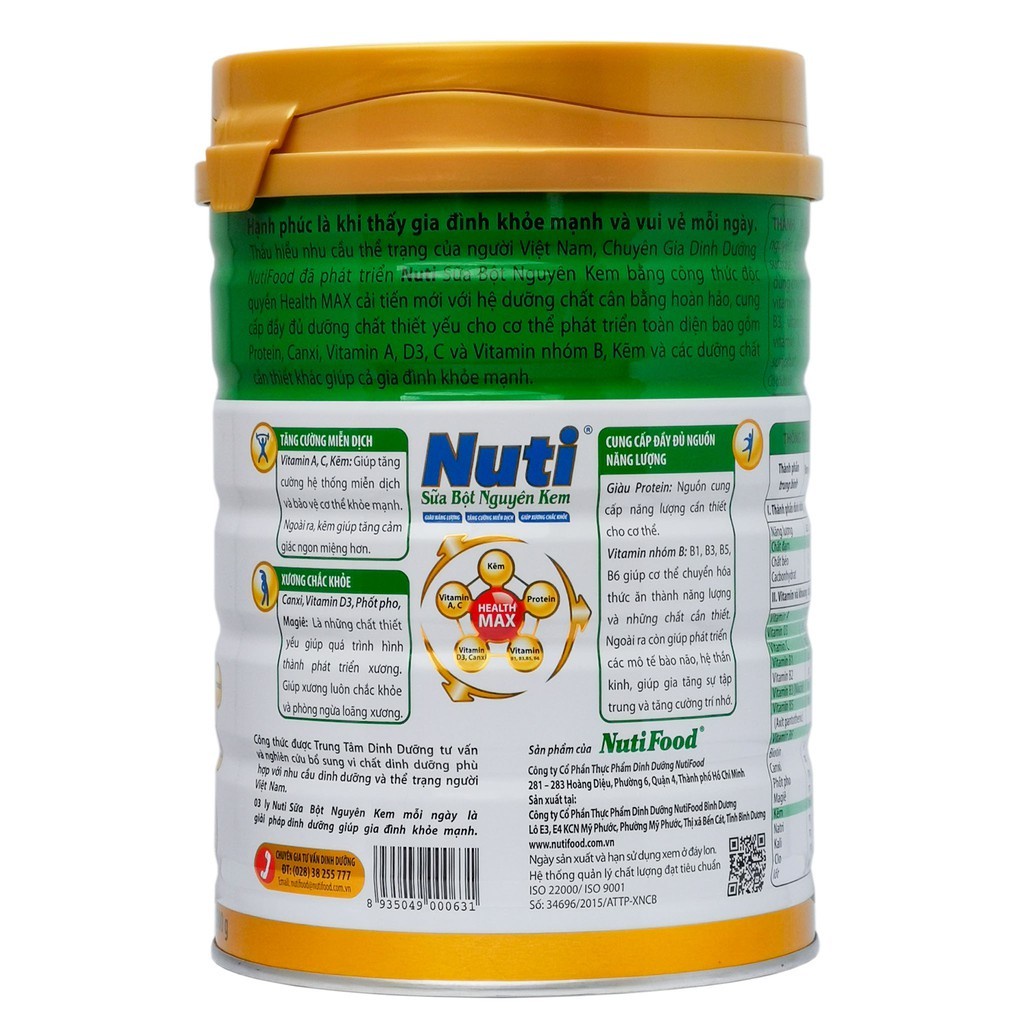 Sữa bột nguyên kem của NutiFood