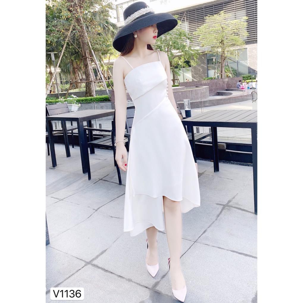 Váy trắng thiết kế V1136 - ĐẸP SHOP DVC ( Ảnh mẫu và ảnh trải sàn do shop tự chụp )  ྇