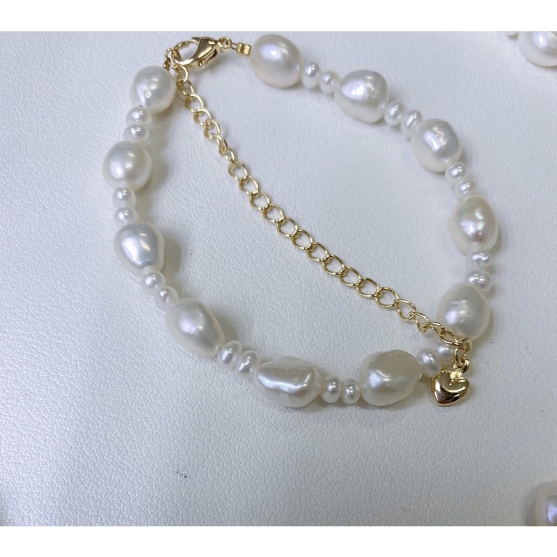 Bộ vòng tay và vòng cổ ngọc trai nhân tạo hạt gạo 10ly