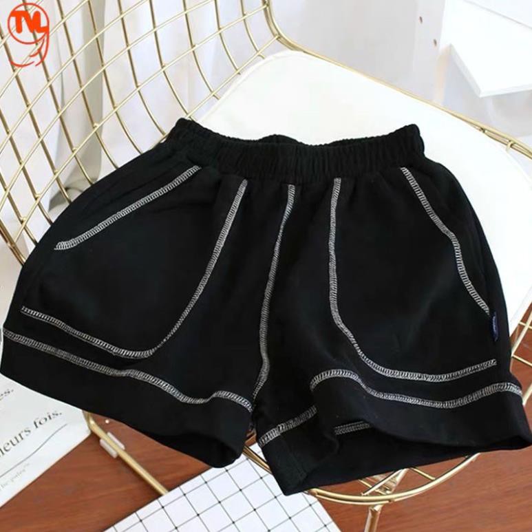 Quần short nữ may chỉ nổi TVL1999, Quần đùi nữ da cá cạp chun ống rộng chất cotton thoáng mát thoải mái cho người mặc ་