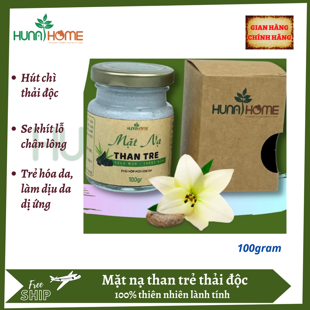 Mặt nạ than tre thải độc Huna's Home- thải độc chì, trắng da