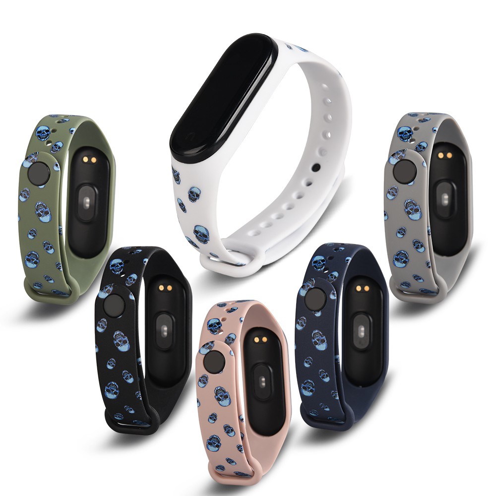 Dây Đeo Thay Thế Chất Liệu TPU Hoạ Tiết Đầu Lâu Cho Xiaomi Mi Band 5 / Mi Band 3 / 4 / 5