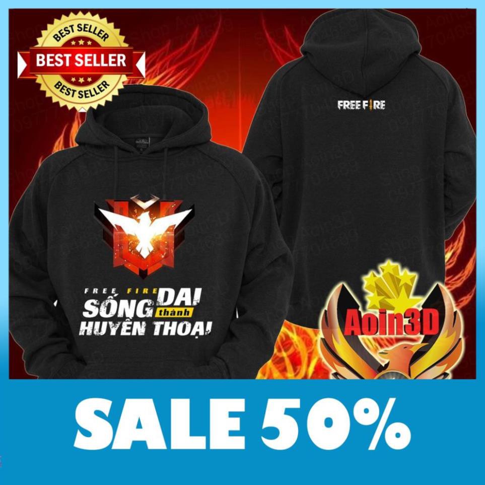 SALE HOT -   Áo Free Fire Rank Huyền Thoại - Áo Hoodie Shop Aoin3D  / sp bán chạy