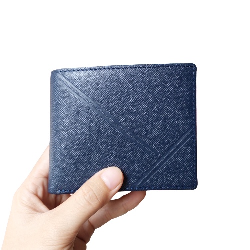 Bóp ví nam da bò dập vân taiga mini cao cấp không thấm nước