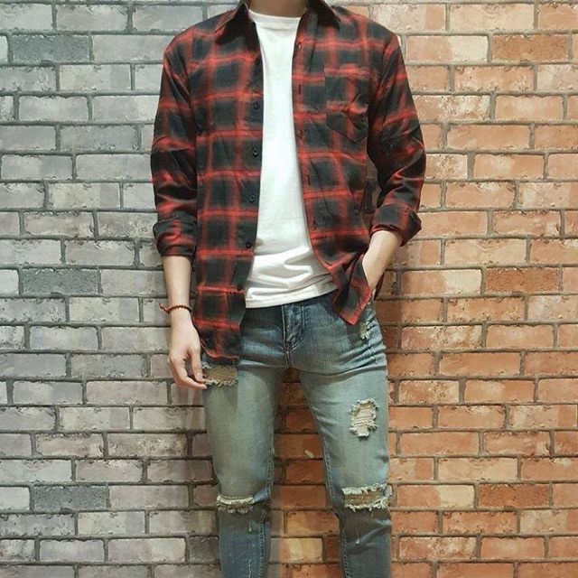 ÁO SƠ MI CARO ĐỎ ĐEN FLANNEL 2018