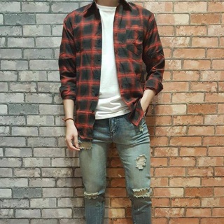 ÁO SƠ MI CARO ĐỎ ĐEN FLANNEL 2018