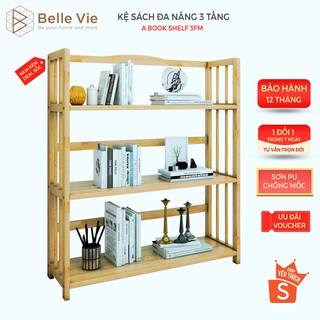 Kệ Sách Đa Năng Gỗ Tự Nhiên  3 Tầng x 80cm Nội Thất Lắp Ráp