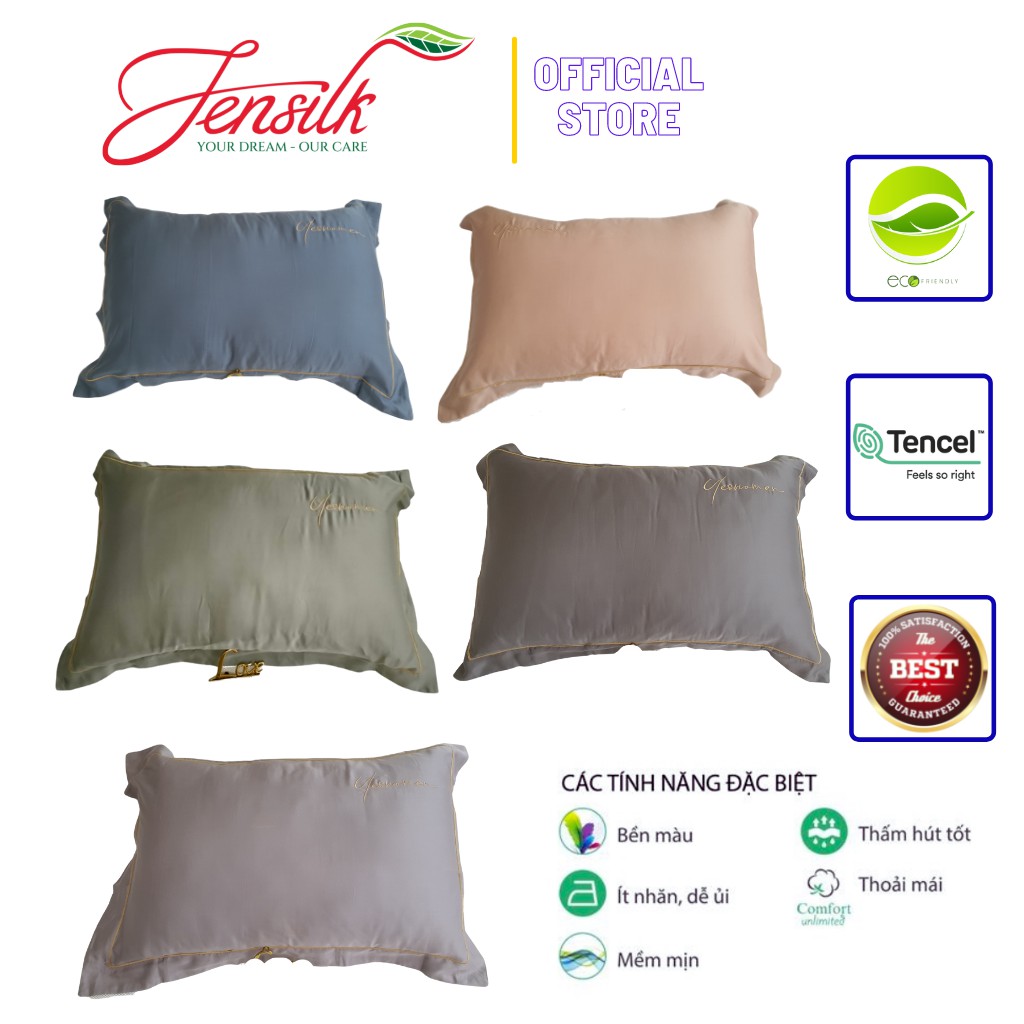 Combo 2 vỏ gối nằm 50x70cm chất lụa 100%TENCEL , COOL SILK, 5 màu tùy chọn