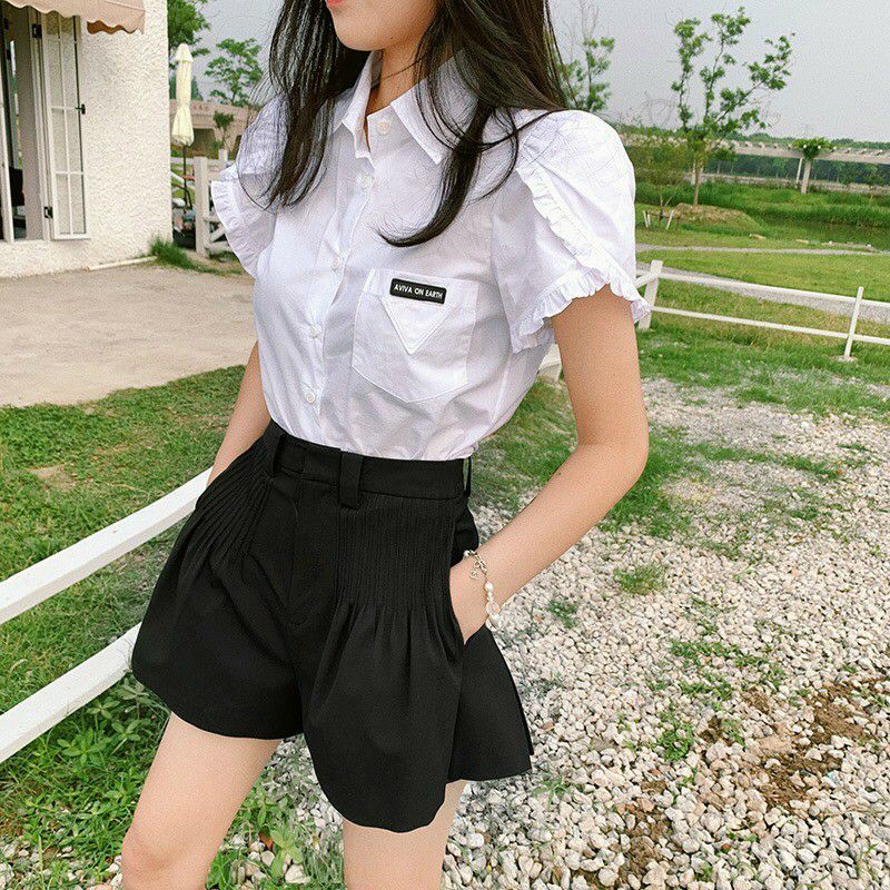 [Mã FAMAYWA giảm 10K đơn 50K] Áo sơ mi tay ngắn bèo phối logo 🥰i | BigBuy360 - bigbuy360.vn