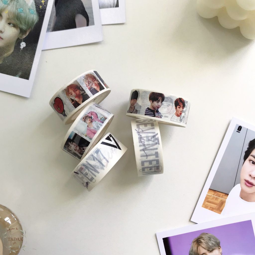 Washi tape thần tượng BTS, SEVENTEEN băng keo giấy trang trí sổ