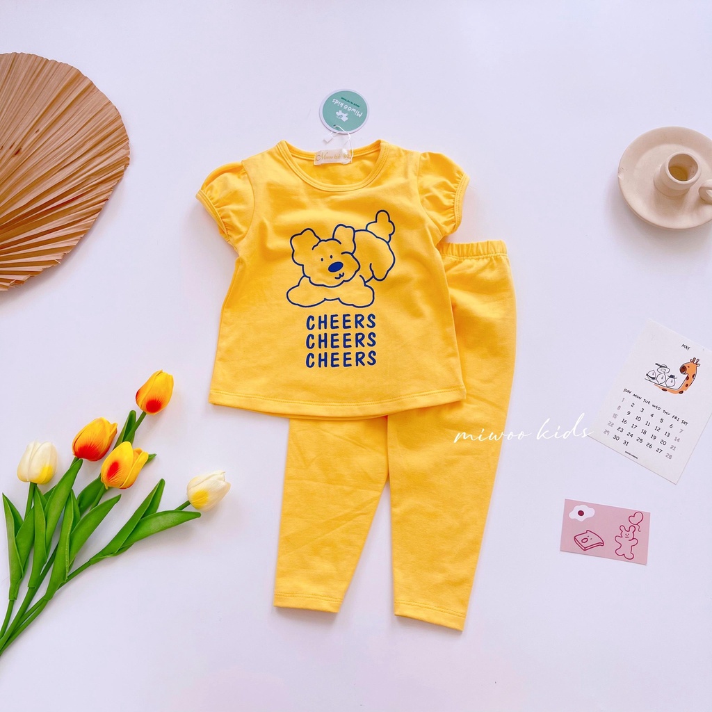 đồ bộ bé gái thun cotton tay cộc quần dài đi học đi chơi họa tiết ngộ nghĩnh Shushibaby