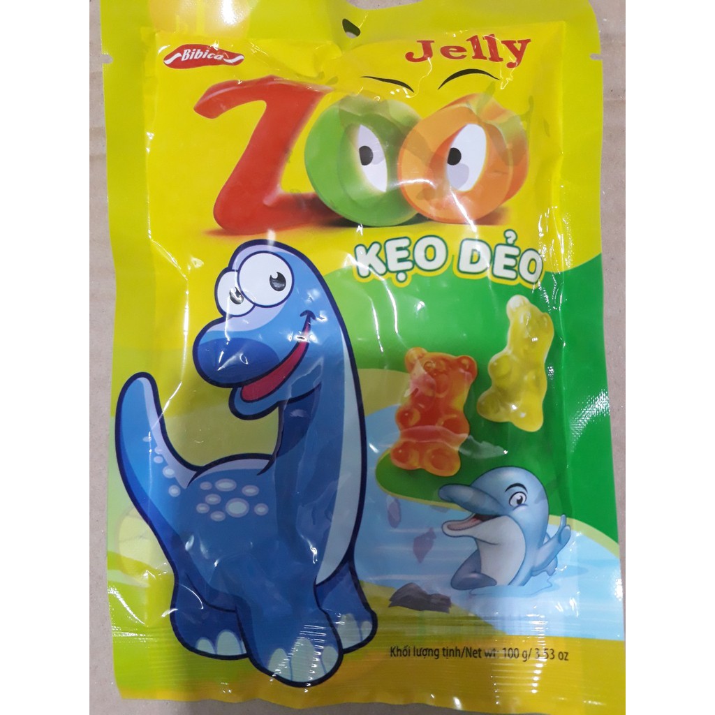 ( HSD: T5/2022) Kẹo dẻo hương trái cây Bibica Zoo Jelly gói 100g