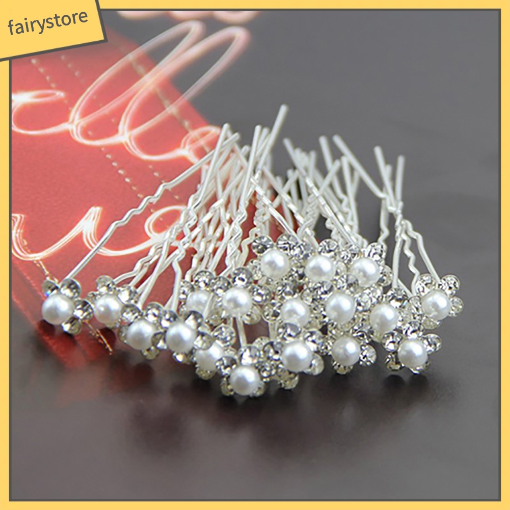 Set 20 kẹp tóc đính đá và ngọc trai giả thanh lịch dành cho cô dâu