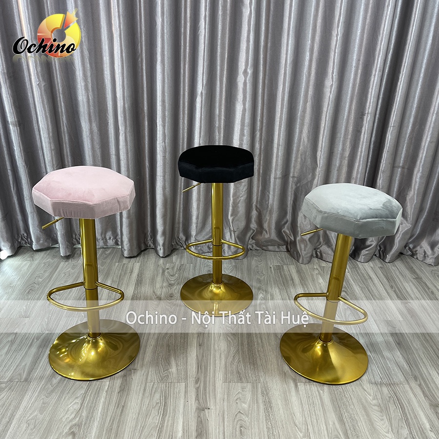 Ghế Chụp Hình, Ghế Makeup Chân Vàng K1 Sơn Tĩnh Điện Nhập Khẩu Mẫu trơn 8 cạnh( Ảnh Thật Shop Chụp)