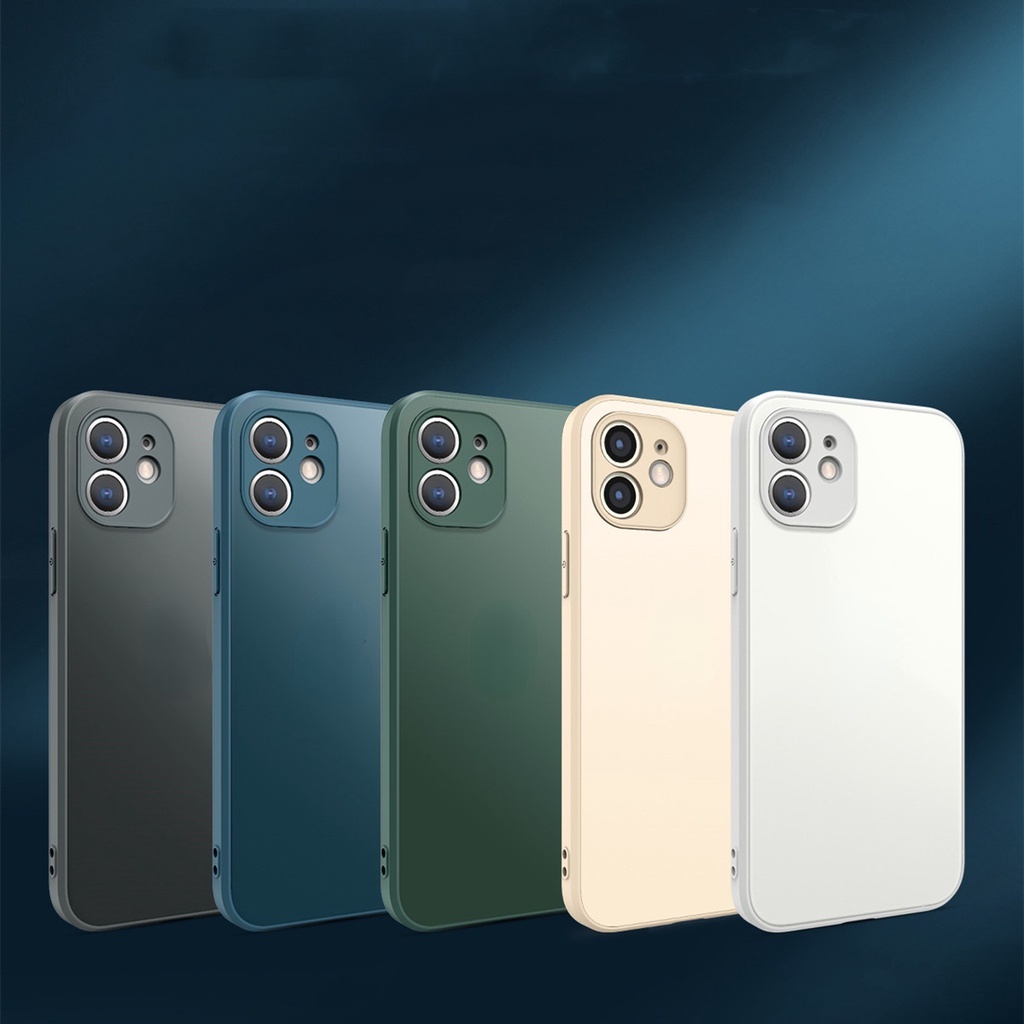 Ốp điện thoại mặt kính nhám lưng phẳng chống sốc bảo vệ camera dành cho iPhone 13 Pro MAX 12 11 pro max