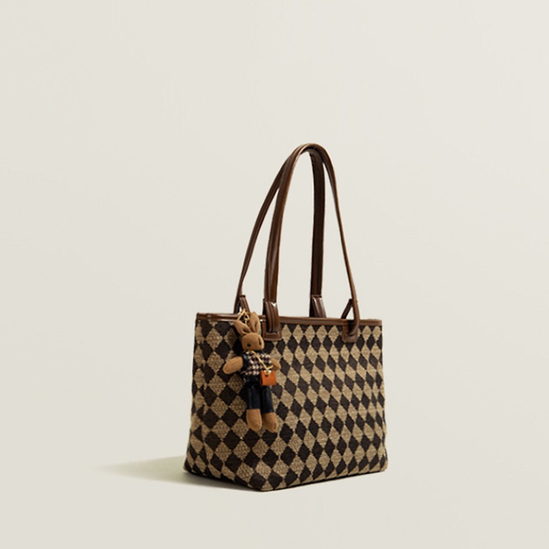 Túi đeo vai cỡ lớn họa tiết kẻ ô thời trang cho nữ