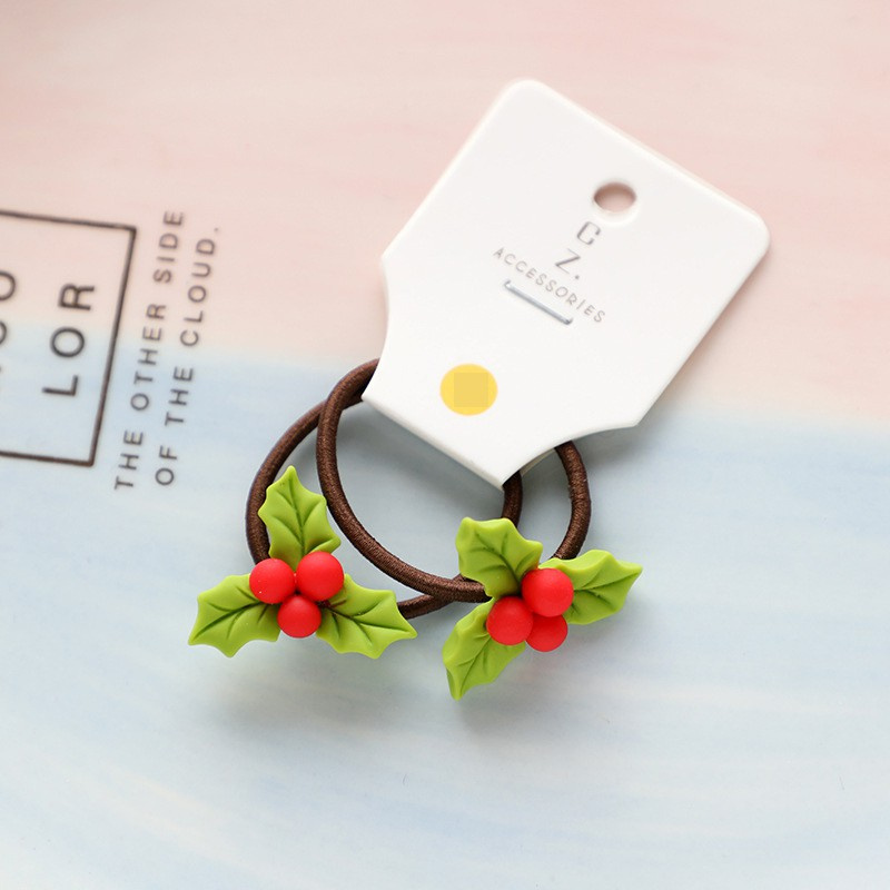 Set 2 dây buộc tóc co giãn hình tuần lộc hoạt hình dễ thương cho nữ