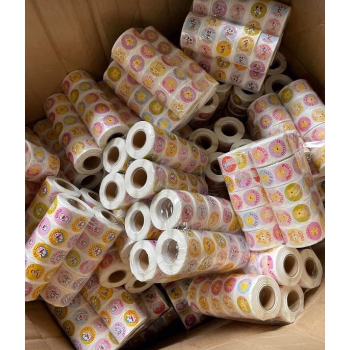 Sticker cuộn 500 miếng dán Tiếng anh và tiếng việt