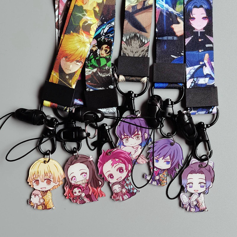 Dây đeo móc điện thoại/ bìa đựng thẻ xe bus họa tiết Anime Demon Slayer Kimetsu No Yaiba