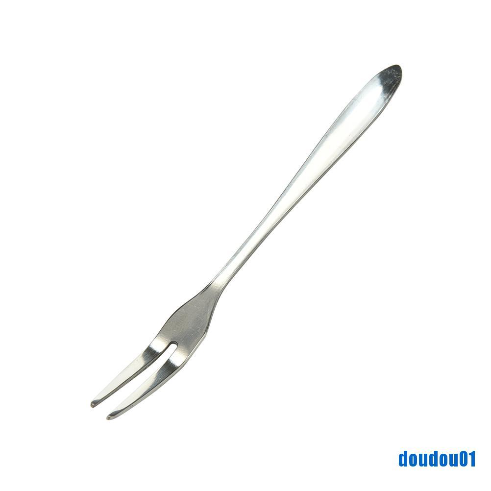 [dou] 5/10 Pcs Stainless Steel Fruit Fork Two Tooth Dessert Fork Home Kitchen Supplies [vn]